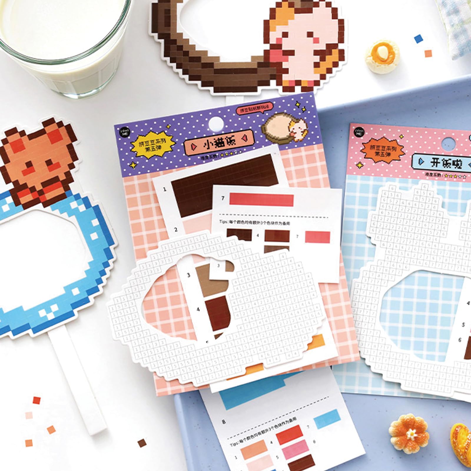 Bomichi 4 Sets Collage Stickers, Cute Vinyl Pixels Stickers for