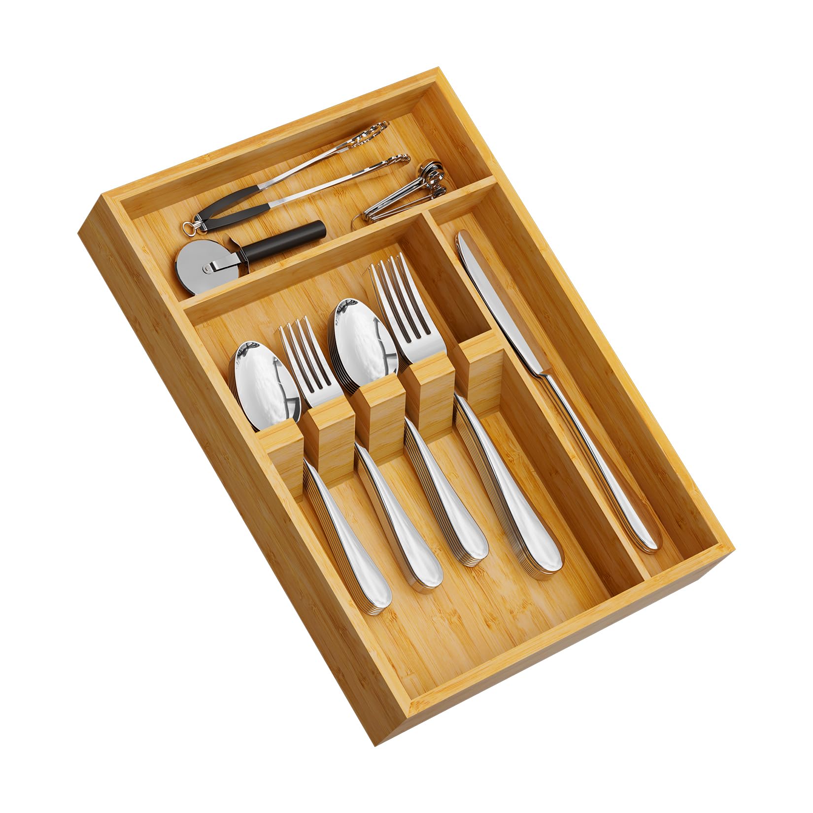 Photo 1 of Yofidra Bamboo Silverware Organizer with Fixed Slots