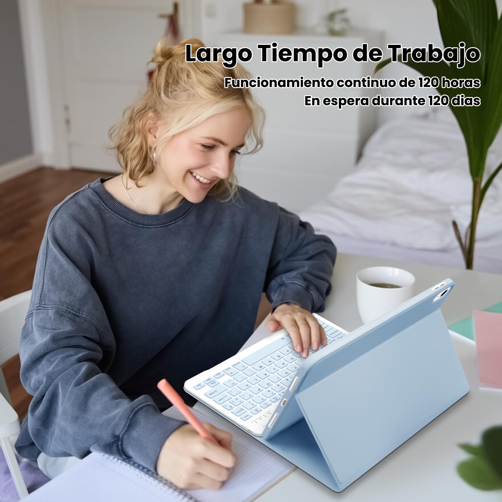 Lielax Funda con Teclado Español Ñ para iPad 10 Generación 2022/11 Generación A16 2025 (10.9/11 Pulgada),Teclado Bluetooth Magnético Desmontable para 10.ª Gen 2022, Azul
