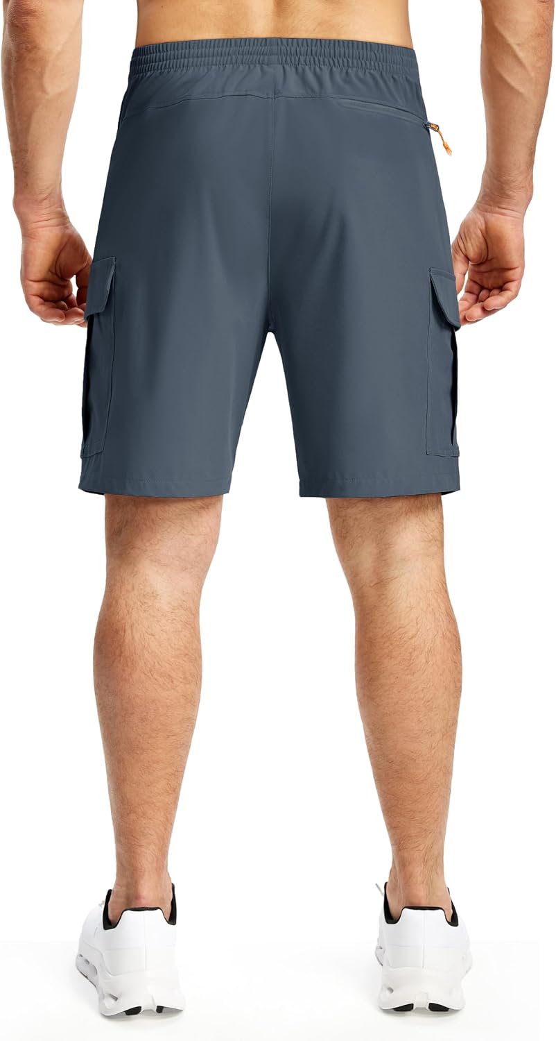 MAGCOMSEN Mens Hiking Cargo Shorts 8" Quick Dry Lightweight Athletic Work