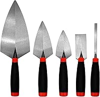 WYXDSDEV 5-Pc Masonry Tool Set: Brick Trowel, Pointing & Margin Trowels - Durable Steel for Bricklayers & DIY Pros