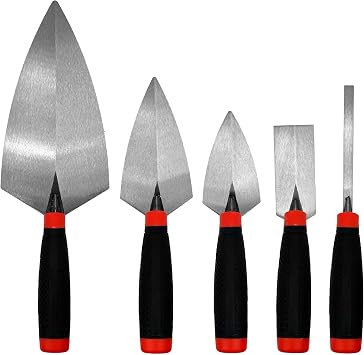 Masonry Hand Tool Set, Concrete Tools Set 1 pcs Brick Trowel, 2pcs Pointing Trowel, 1pcs Margin Trowel, 1 pcs Pointing Trowel