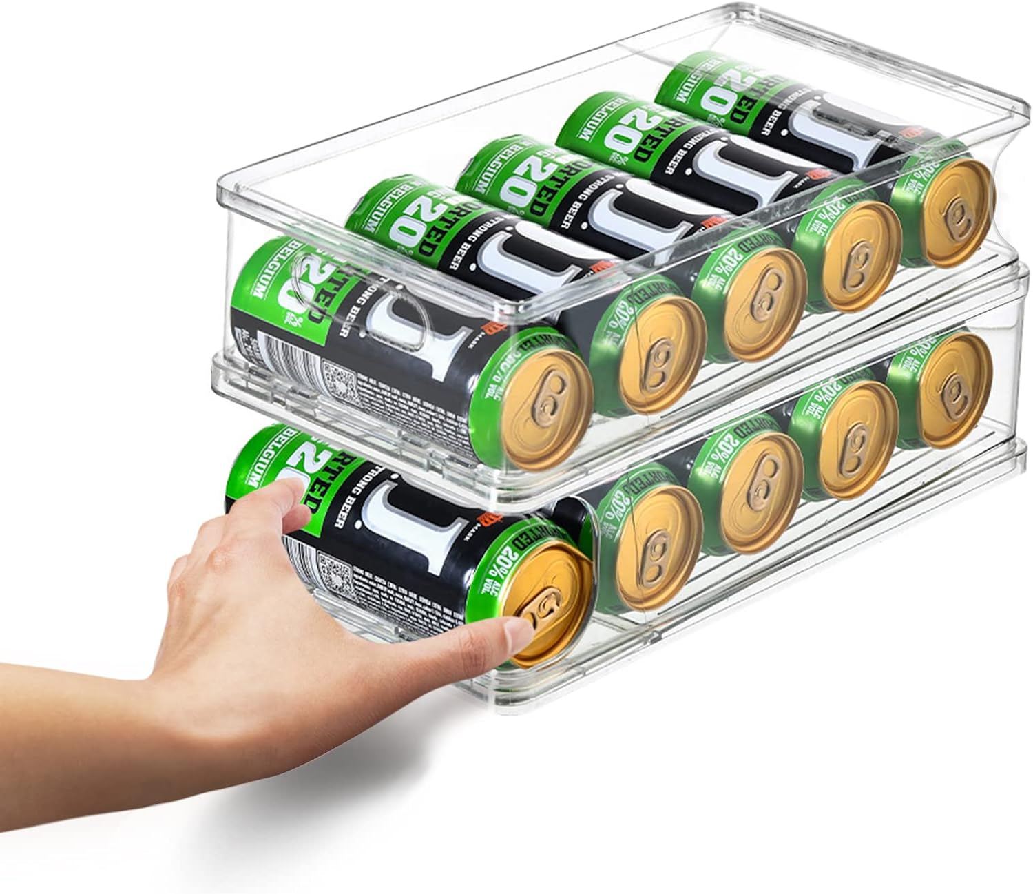 Amazon.co.jp QUIENKITCH Can Storage Rack, Can Stocker, Fridge, Storage Rack, 10 Cans, Stackable