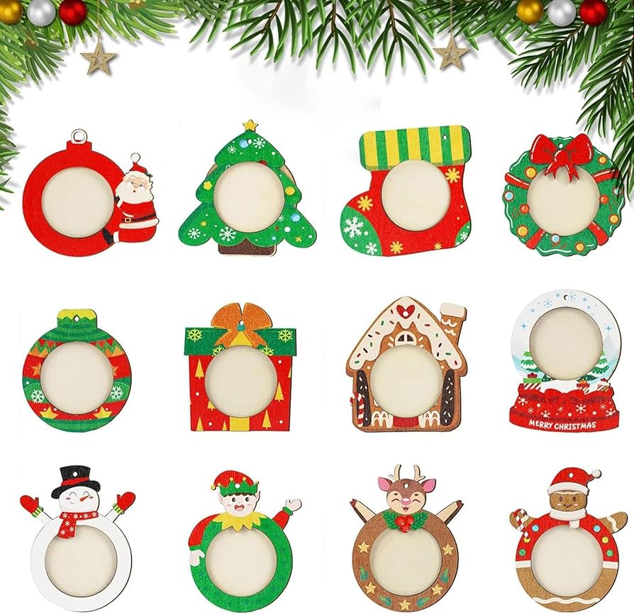 Amazon.co.jp: T Tooyful クリスマスフォトフレームオーナメント12個