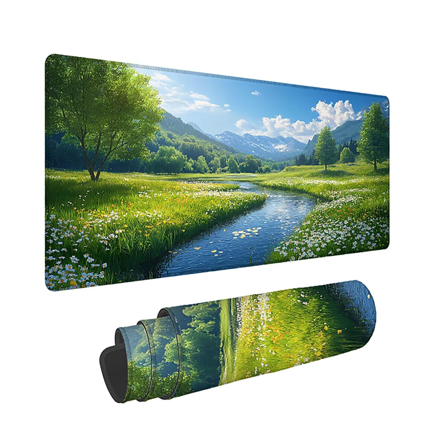 Podkładka pod mysz do gier XXL - 1200x600x3mm - Fabryczna duża antypoślizgowa podkładka pod klawiaturę biurową z przeszytymi krawędziami, krajobraz duża podkładka pod mysz do gier do biura i domu