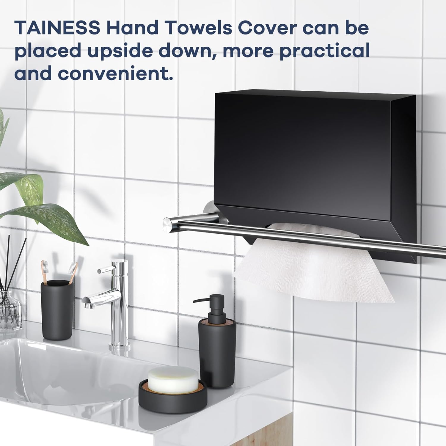 Acrylic Hand Towel Box Cover Compatible with Kleenex Disposable Hand Towels Wall-Mounted Paper Towel Dispenser Suitable for Tabletop, Bathroom, Car, and Office Use Valentine's Day Gifts (Black)