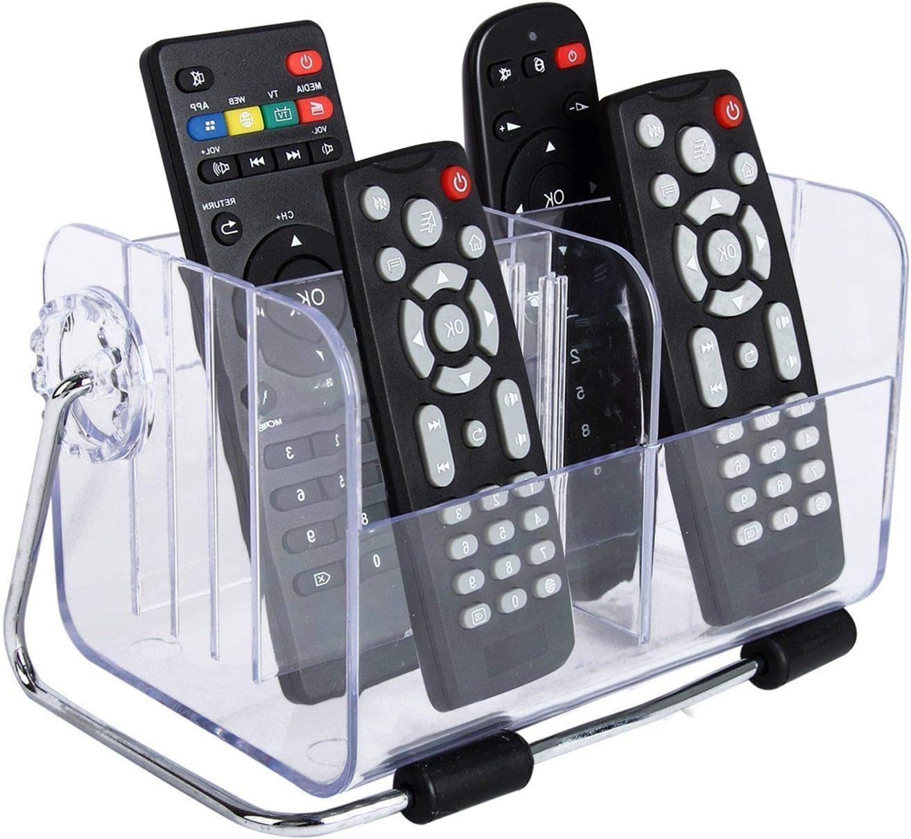 SHREEJIIH 6-Slot Clear Acrylic Home Desk Tv Air-Conditioner Remote Control Storage Holder Organizer Stand, for Make-up Brush Set Transparent