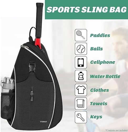 Miniatura 5 de Ytonet - Bolsa de tenis, mochila de tenis para colgarse, bandolera resistente al agua para hombres y mujeres, compatible con raquetas de Pickleball