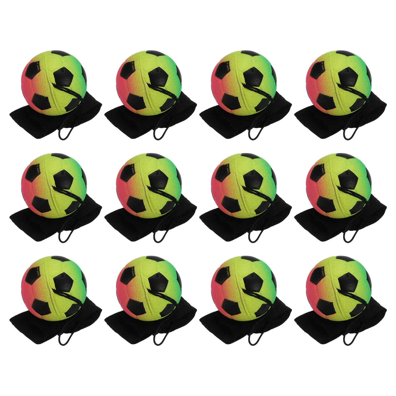 PATIKIL 2.5 Inch Sports Wrist Ball, 12Pcs Soccer Rubber Rebound Wristband Wrist Return Ball Sport on A String for Exercise Play, Mixed Colors