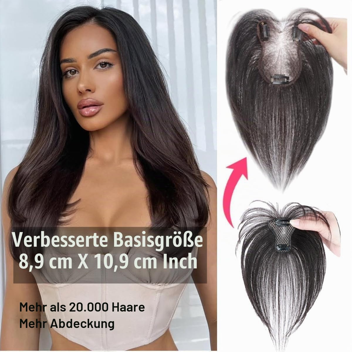 Braun Haarteile Für Dünnes Haar Haartopper Echthaar Oberkopf Damen 360°3D Cover Brown Human Hair Topper For Women Upgrade Lace Base Cilp In Hair Extensions gift For Her