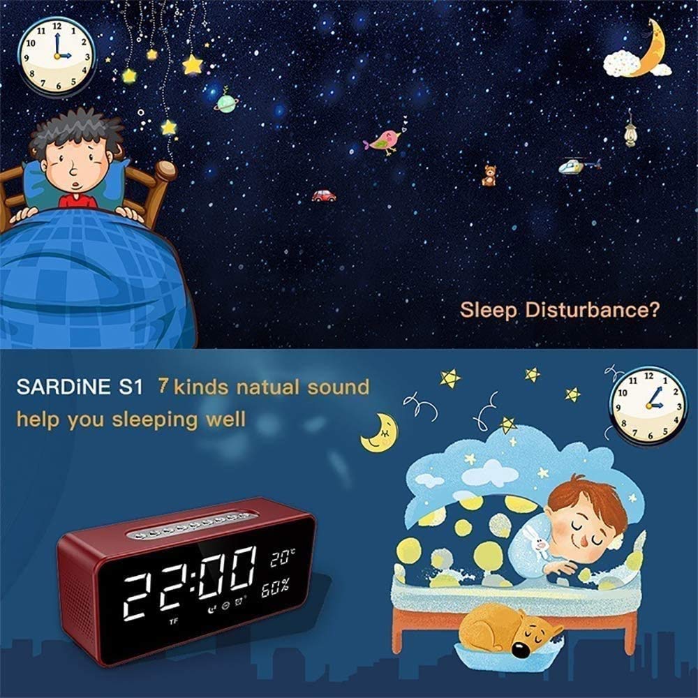 Sveglia digitale, orologio elettronico a LED, con porta caricatore USB, display temperatura e umidità, 4 livelli di luminosità, for camere da letto casa, ufficio - Nero