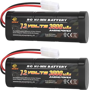 حزم بطارية melasta 2pcs 7.2V 3600mAh RC NiMH متوافقة مع قابس Tamiya القياسي ، بطارية RC لطائرة RC RC RC RC RC ، RC Helicopter Associated HPI Losi Kyosho Hobby