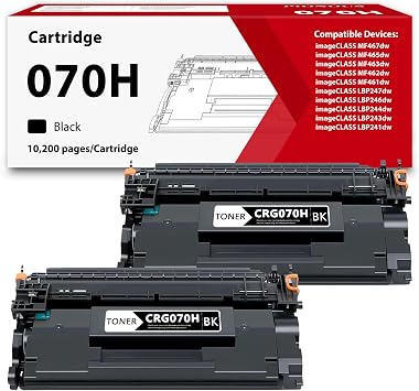 070H Black High Yield Toner Cartridge 2-Pack Replacement for Canon 070H CRG-070H 070 Compatible with imageCLASS MF465dw MF462dw LBP247dw LBP246dw Printer