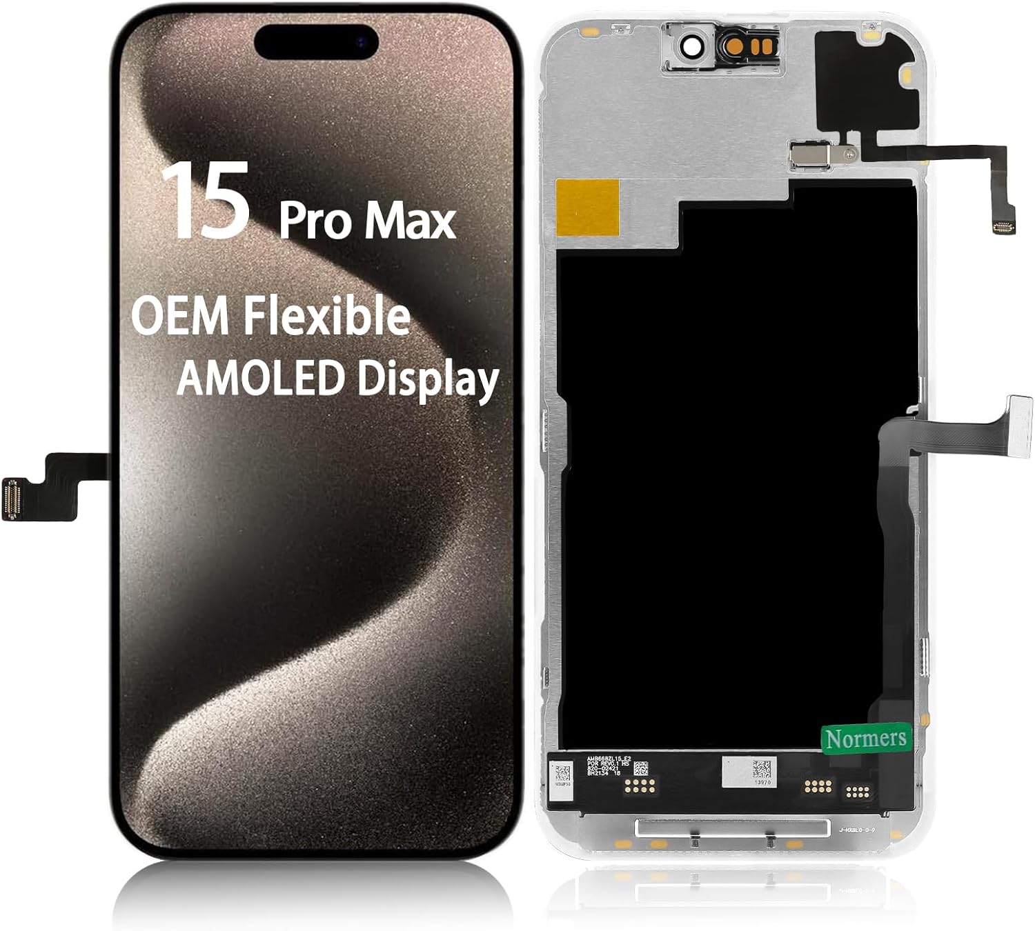 【with Light Sensor Flex】OEM-Grade for iPhone 15 Pro Max Screen Replacement, 6.7-Inch ProMotion 120Hz Dynamic AMOLED Display, Equipped with 3D Touch lcd Digitizer, Protective Film and Repair Tools