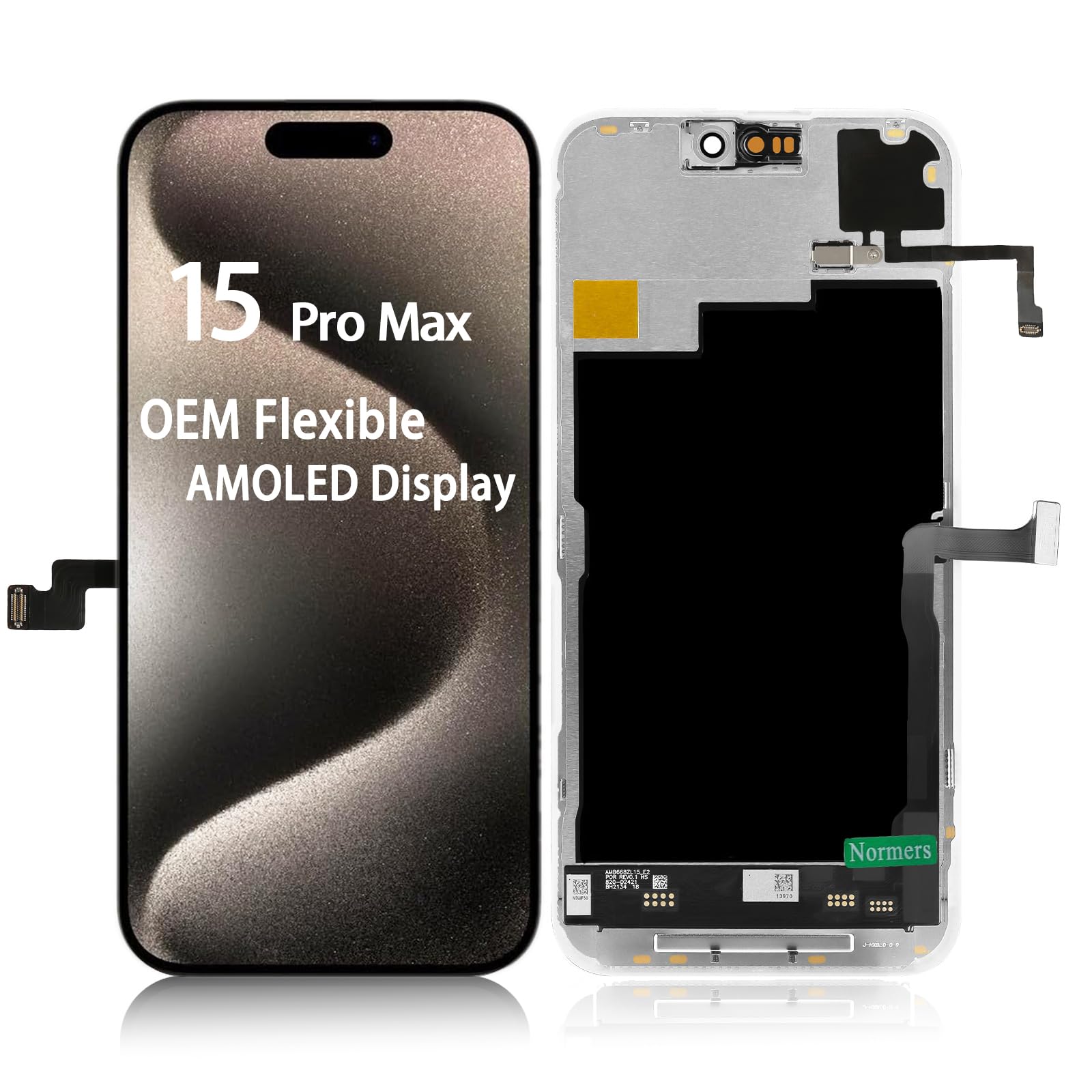 Photo 1 of ?with Light Sensor Flex?OEM-Grade for iPhone 15 Pro Max Screen Replacement, 6.7-Inch ProMotion 120Hz Dynamic AMOLED Display, Equipped with 3D Touch lcd Digitizer, Protective Film and Repair Tools