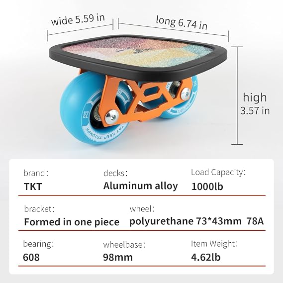 TKT Aluminum Plate Freeskates - Skillful Free Skates Split Skateboard - High End Bearings with PU Wheels