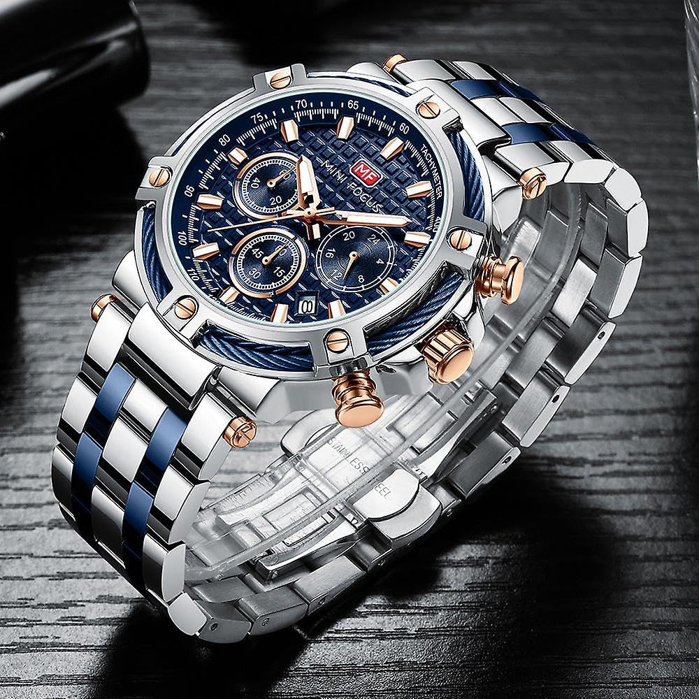 Leisure - Reloj de cuarzo impermeable luminoso para hombre con correa de acero