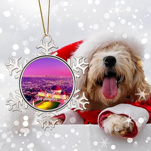 Miniatura 7 de Souvenirs Gift Travel Decorative Hanging Ornaments USA City Los Angeles Christmas Tree Decorations American City in California Metal Snowflake