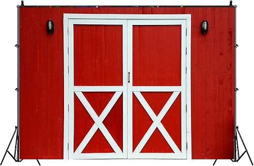 Miniatura 3 de Telón de fondo rojo para puerta de granero para fiesta de cumpleaños, suministros de granja occidental, Acción de Gracias, barbacoa, fotografía,