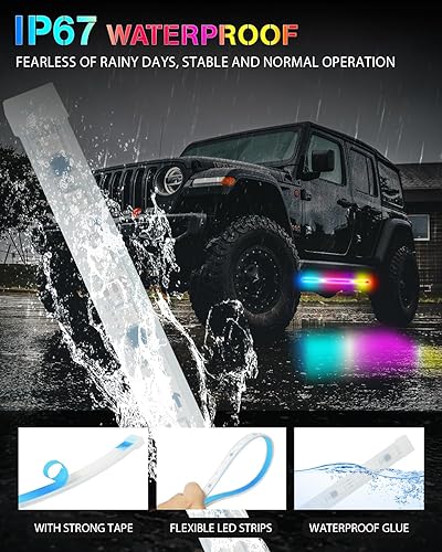 Miniatura 6 de Tira de luces LED subterráneas de 12 V para automóvil, luz RGB para umbral de puerta de camioneta de camioneta, RV, barco, carrito de golf, luces