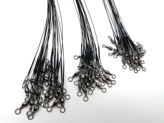 60 piezas de líderes de pesca nylon recubierto con remolques y anzuelos miniatura 2