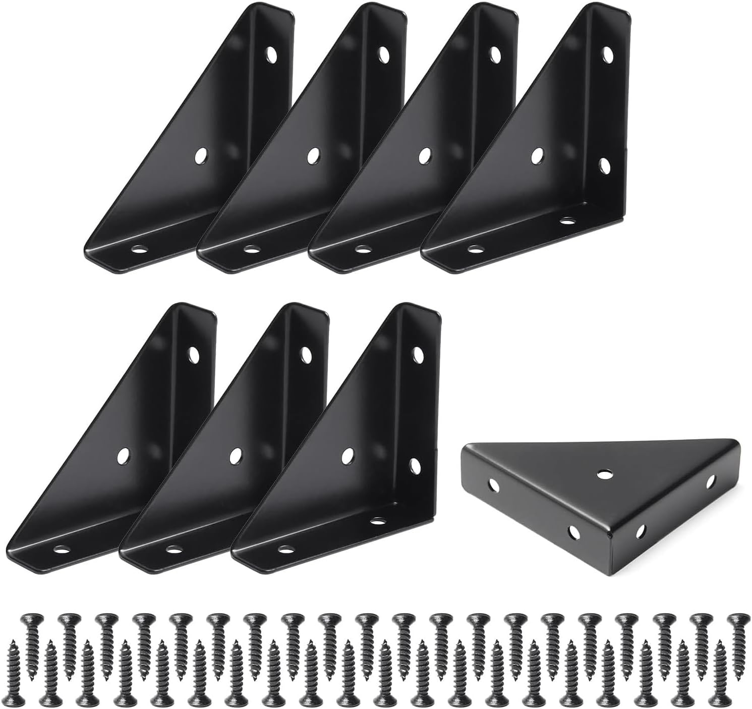 Joyzzz Corner Brace Brackets, 8 PCS Strong and Sturdy 66mm X 66mm Corner Braces for Wood, Metal Corner Brackets with Screws for Bed Edge, Suitable for Fixing Various Wooden Furniture