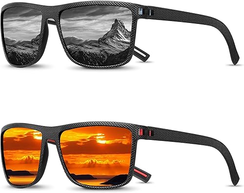 Salfboy Gafas de sol polarizadas para hombre, protección UV, ligeras, rectangulares, para pesca, conducción