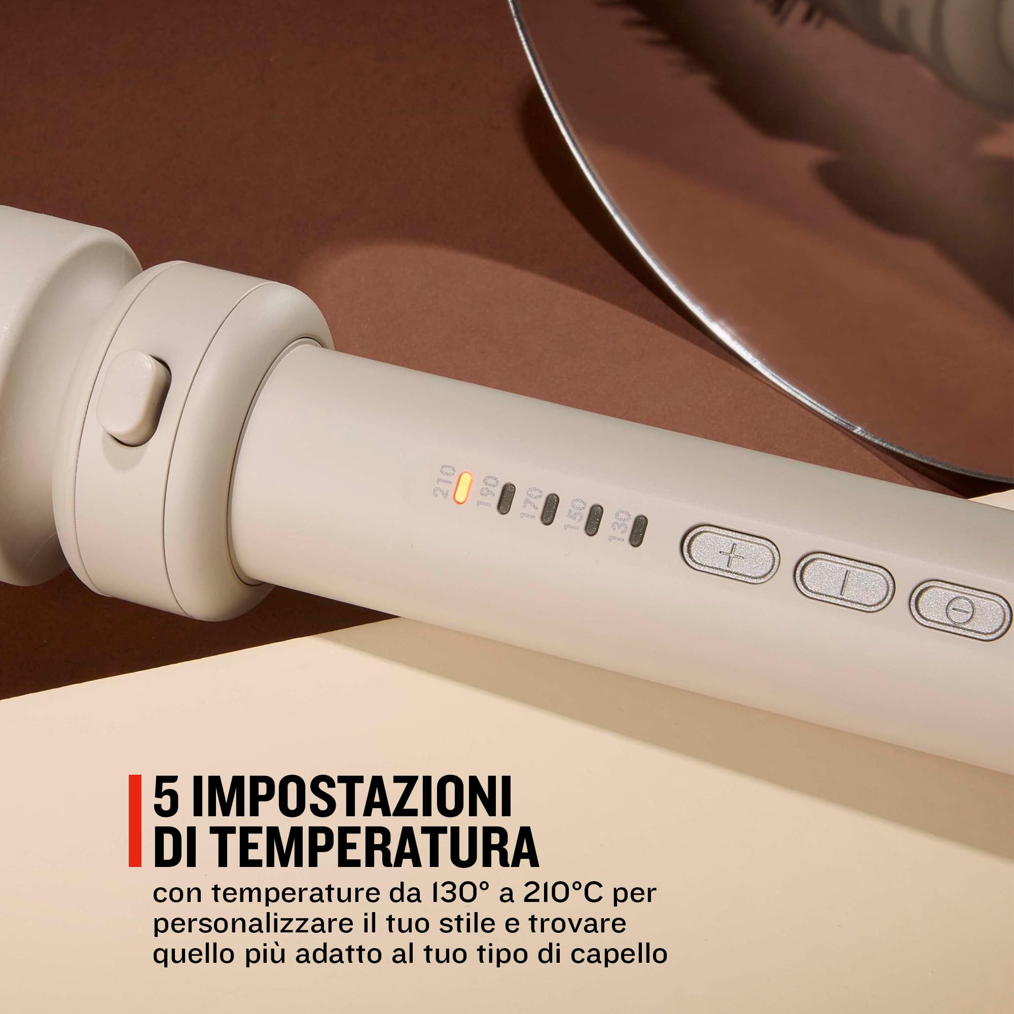 Remington Ferro Arricciacapelli 5in1, Ondulatore, [3 Bacchette in ceramica 13-,33mm, Spazzola rotonda, Accessorio Onde] Display LED 130-210°C, Onde da spiaggia, Ricci spiralati e naturali CI41MS5E51