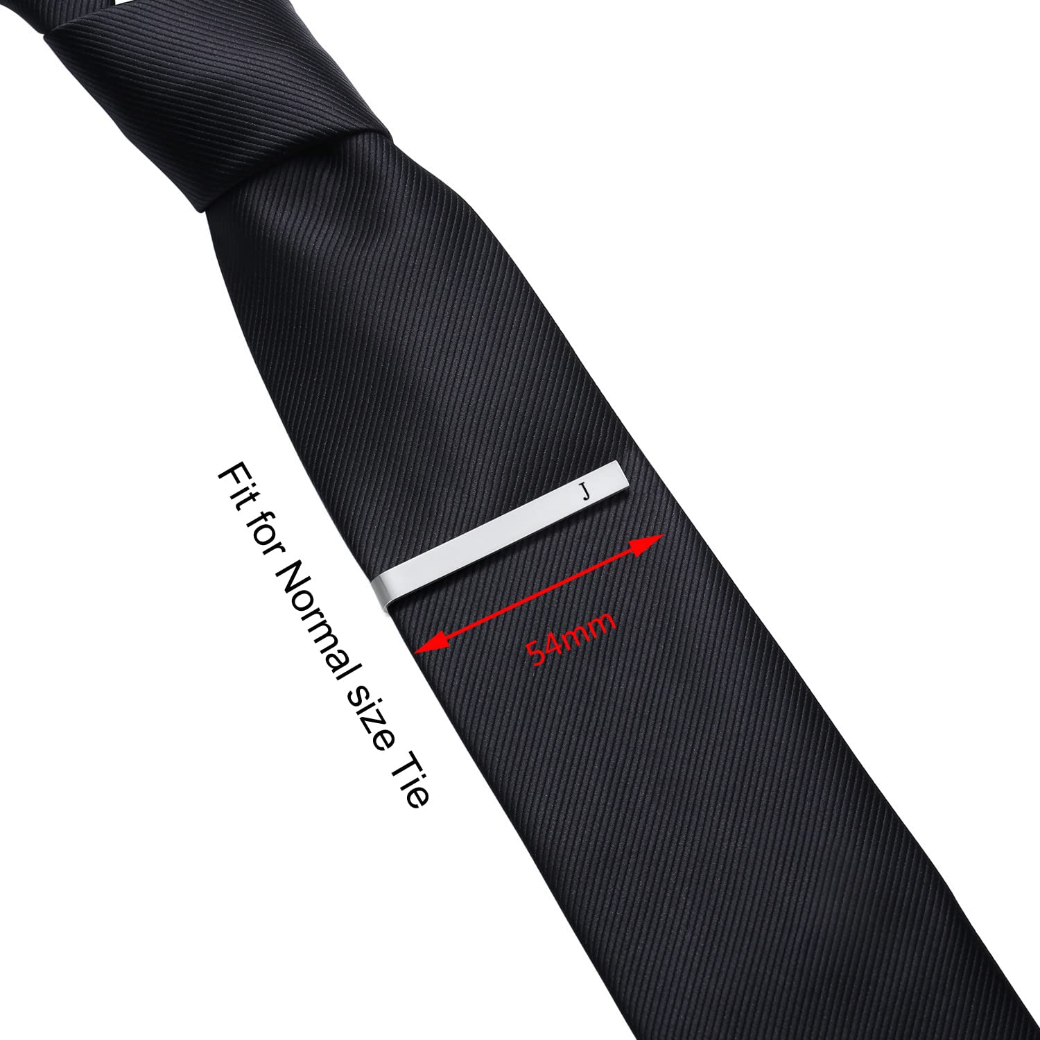 HONEY BEAR Spinka do krawata - list początkowy alfabet normalny rozmiar męski Necktie, stal nierdzewna, prezent biznesowy ślubny, 5,5 cm, szczotkowane srebro