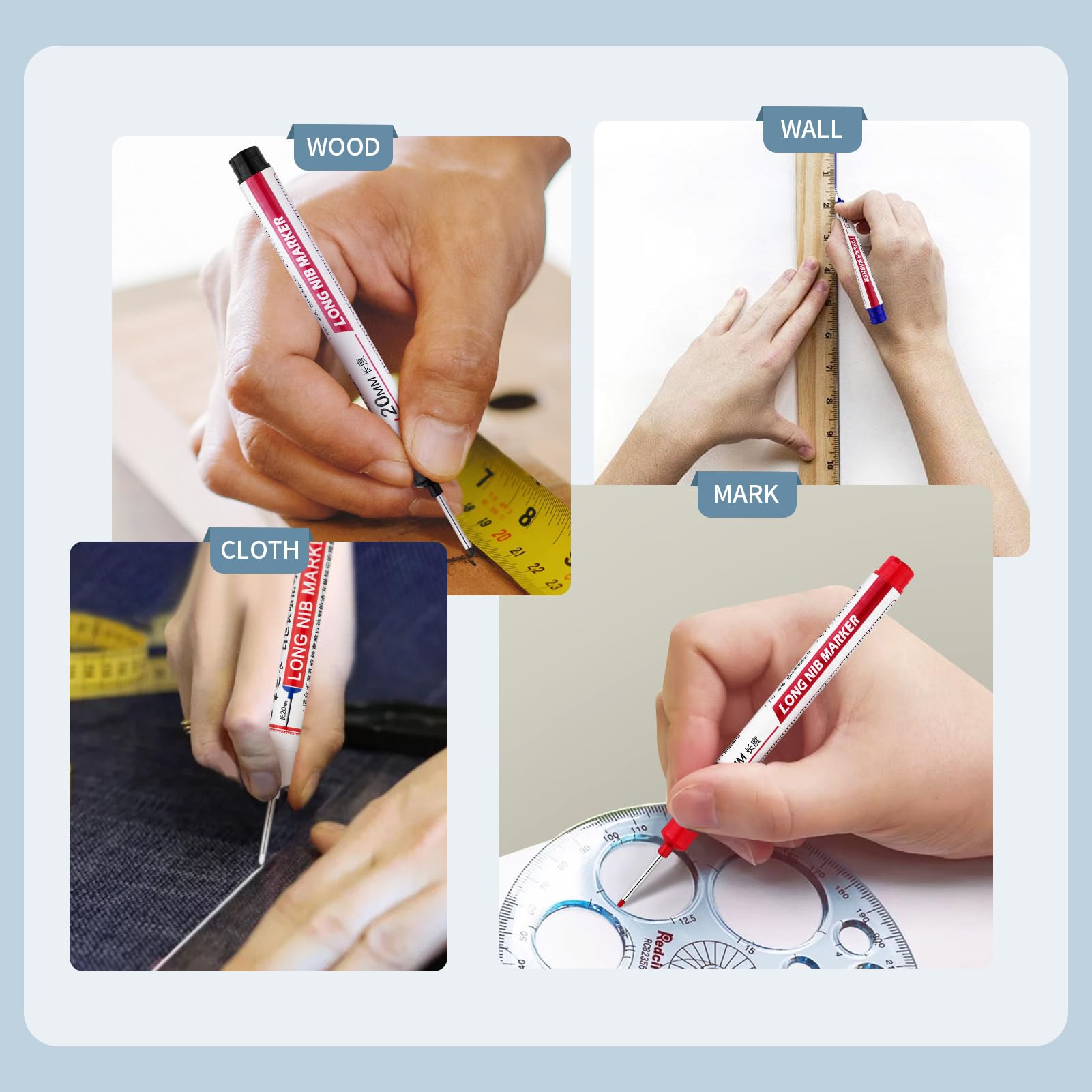20 PCS Long Nib Marker Pens,20mm Long Head Deep Hole Marker Pens, Longs Nose Markers,Waterproof Construction Markers Marking Tool,Permanent Markers Carpenter Ink marker Pens,Metal marking Pens — Amazon image 5