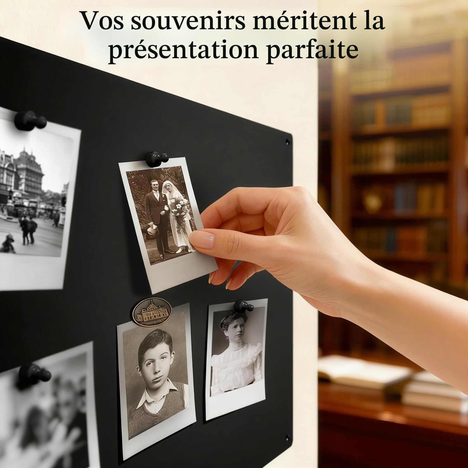 Tableau Magnétique Mural Noir: 40x60cm Grand Pêle-Mêle Photo Métal & Ardoise Cuisine | Panneau Aimanté Mat Compatible Marqueurs Craie pour Collectionneurs Souvenirs & Bureau
