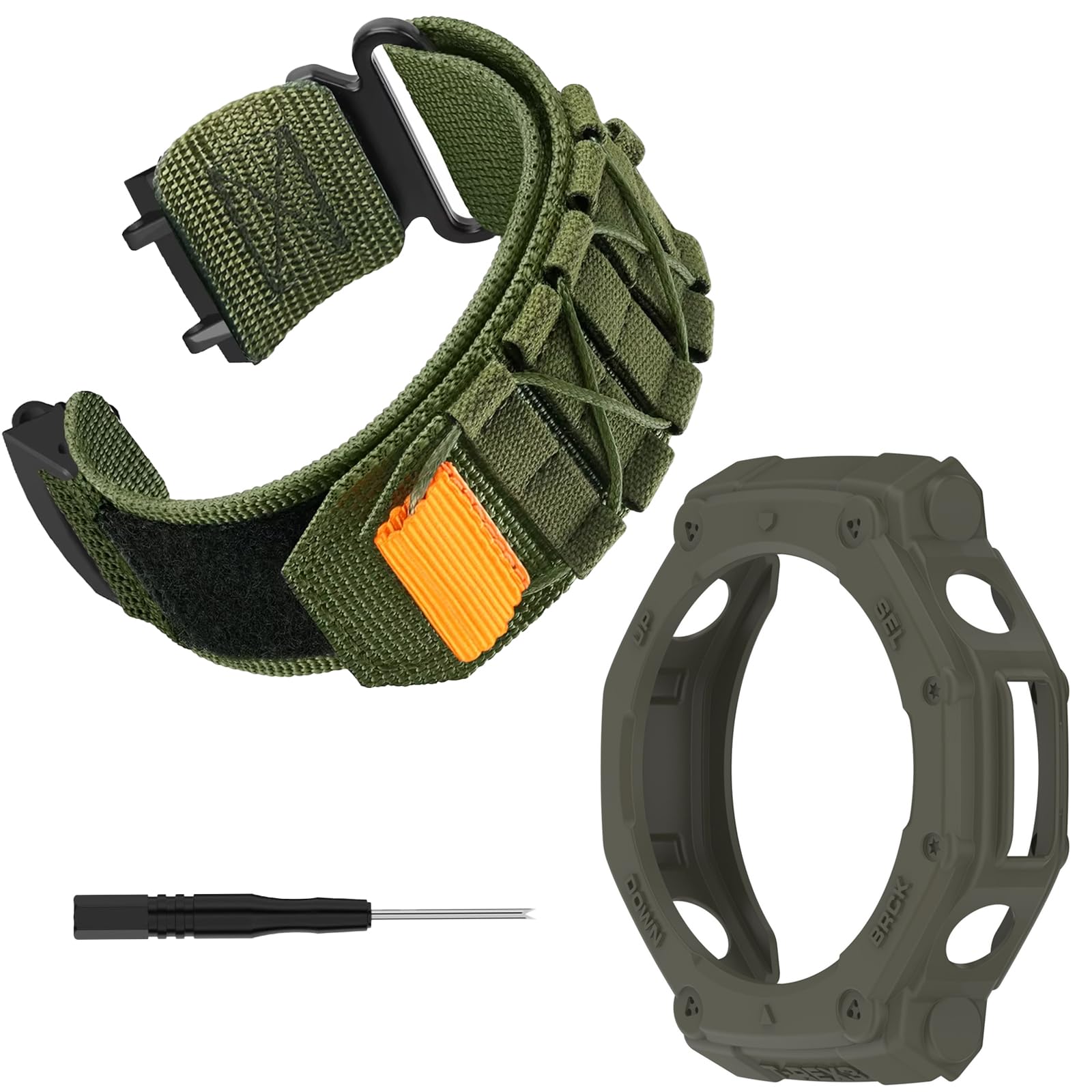 OBOE Combo Pack Nylon Watch Strap with Bumper Case 'COMPATIBLE WITH' Amazfit T-Rex 3 Watch (Green, Combo Pack-Nylon Strap & Case) [WATCH NOT INCLUDED]-image-25
