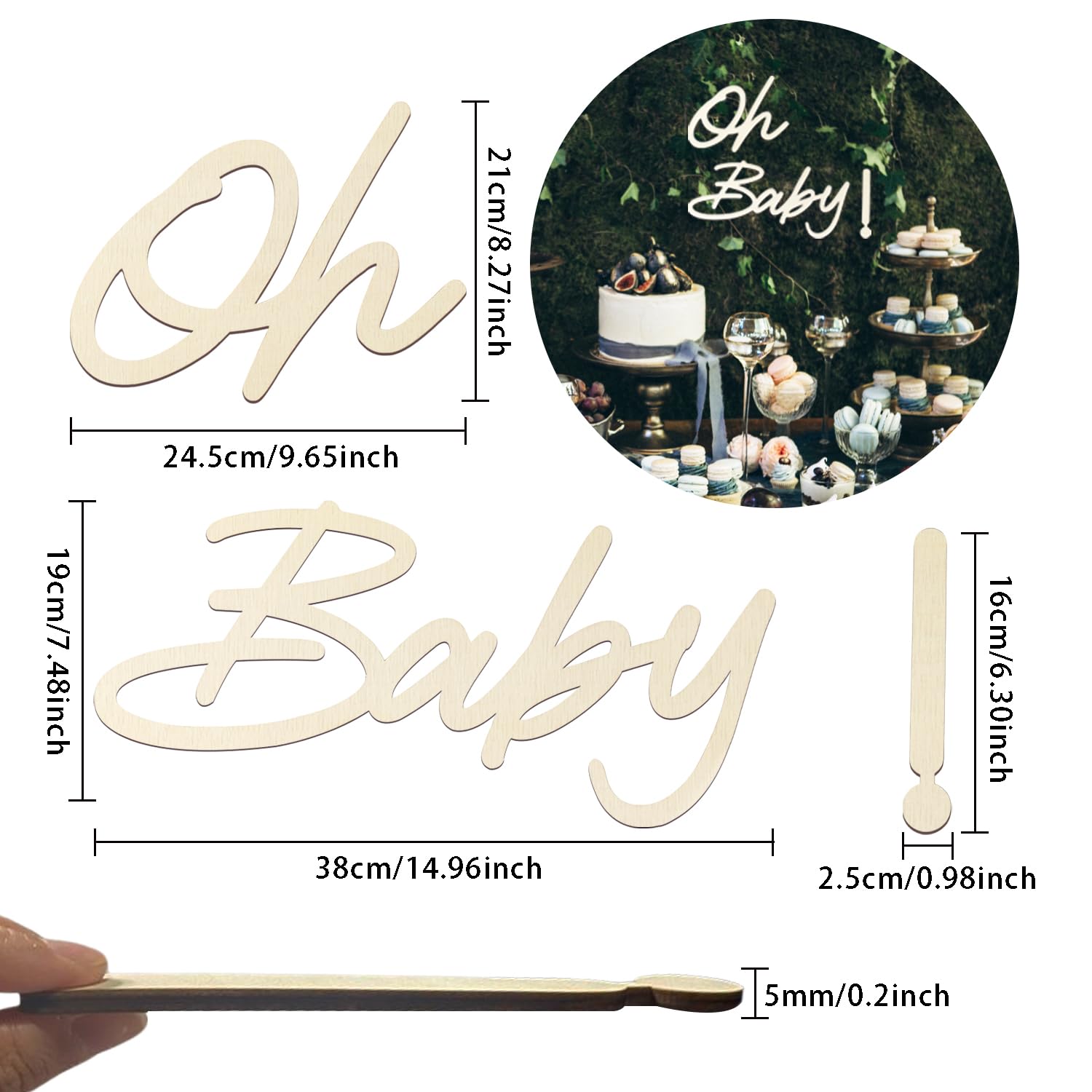 Holzschild Oh Baby - Rustikale Deko Für Babyparty & Kinderzimmer