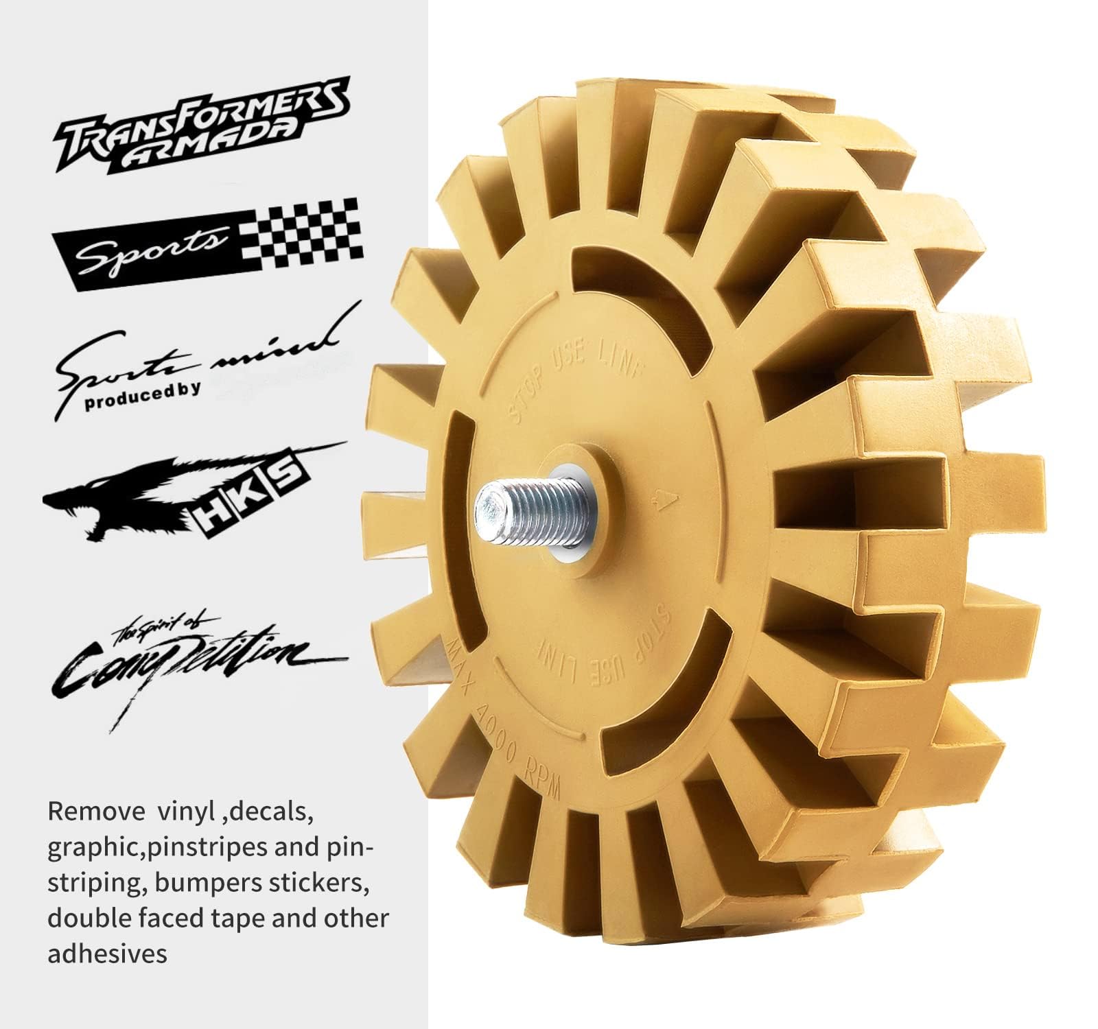 Paquete de 2 ruedas de goma para quitar calcomanías para taladro, elimina bandas de vinilo y gráficos de goma para coches, RV, motocicletas, herramienta para quitar calcomanías