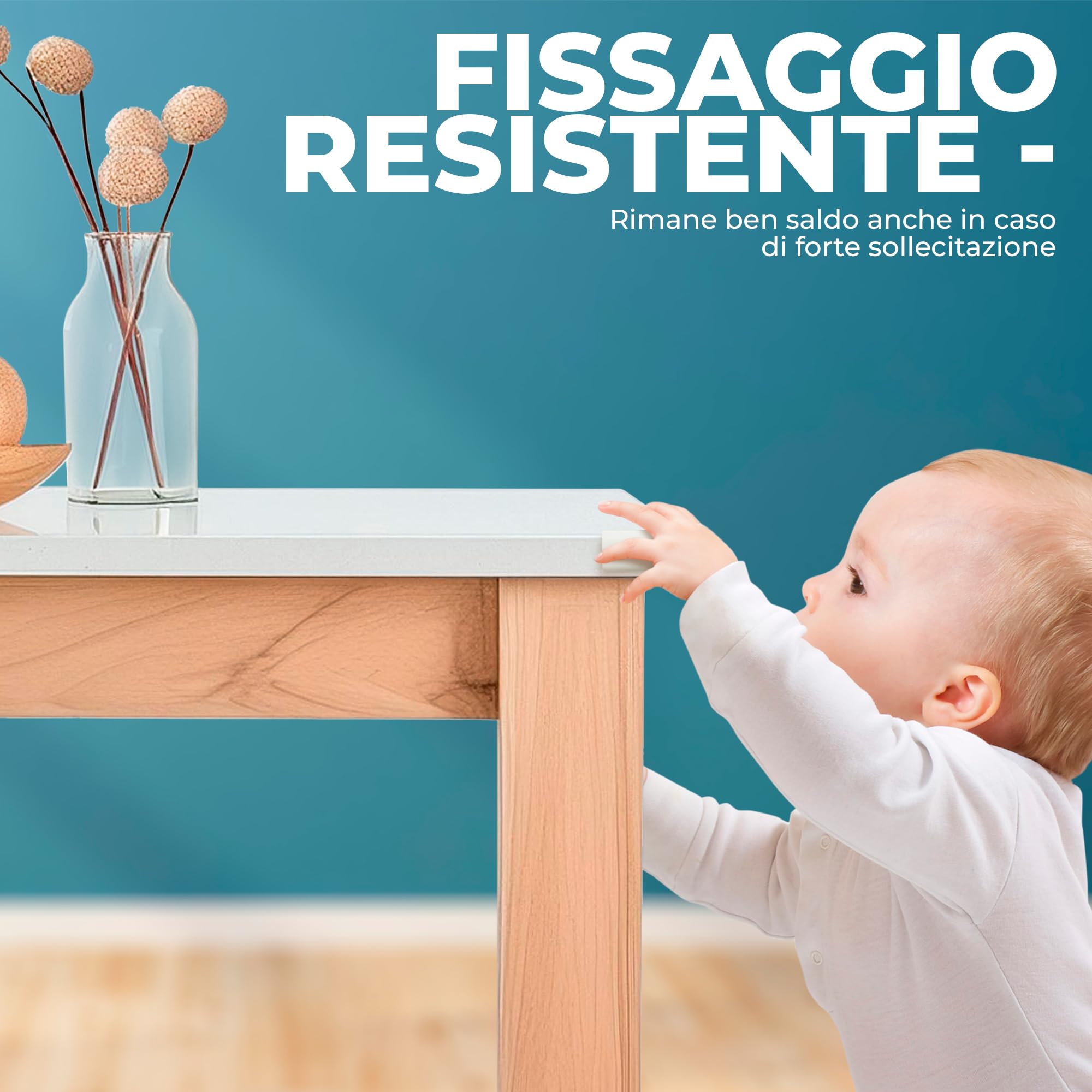 Hoffenbach Paraspigoli Angolari in Gomma per Bambini, Autoadesivi per Mobili, Sicurezza Casa, Bianco