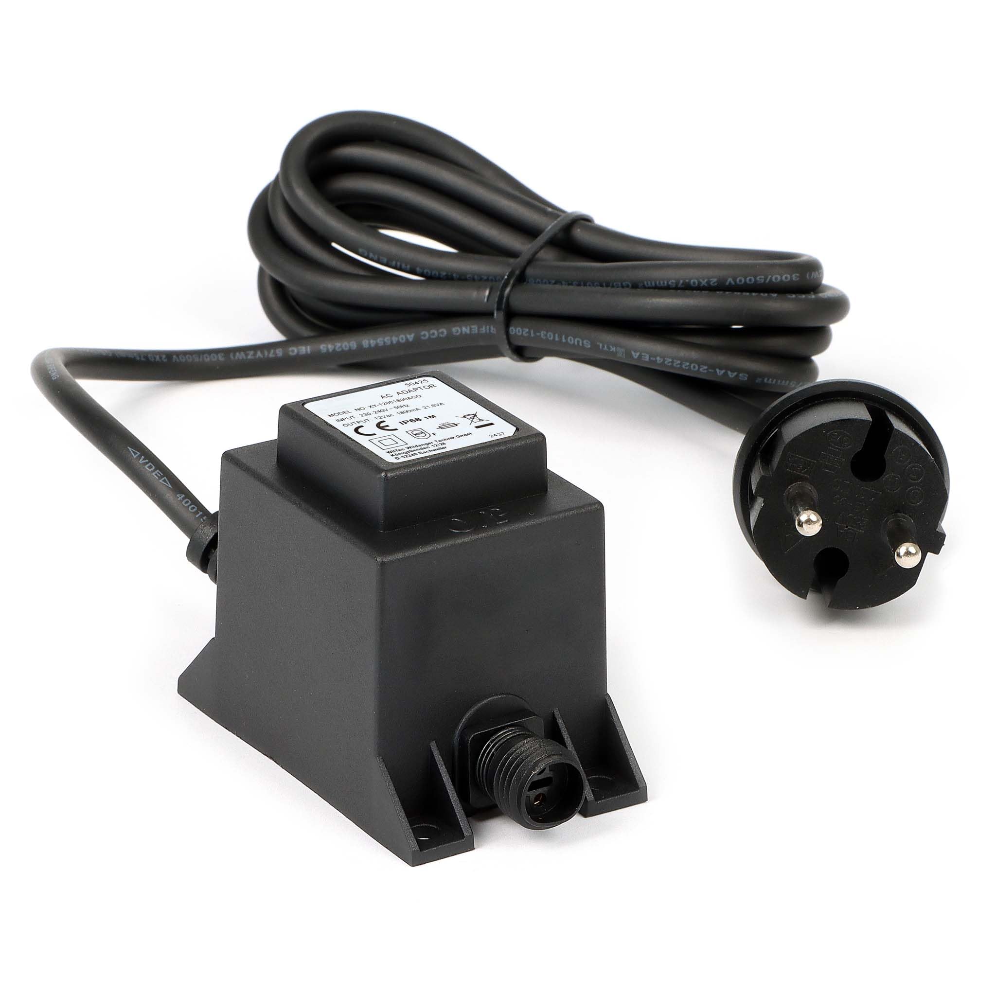SunSun Netzteil JBA48V-12-1800U 12 V 1800 mA, 2-poliger Netzadapter mit Niedervolt-Stecksystem, Transformator IP68 für Teichbeleuchtung und Garten