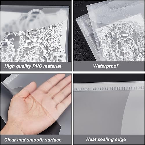 Miniatura 4 de GLOBLELAND 50 bolsas de almacenamiento de sellos de plástico, 5 tamaños, transparentes, para álbumes de recortes, troquelados, bolsillos de