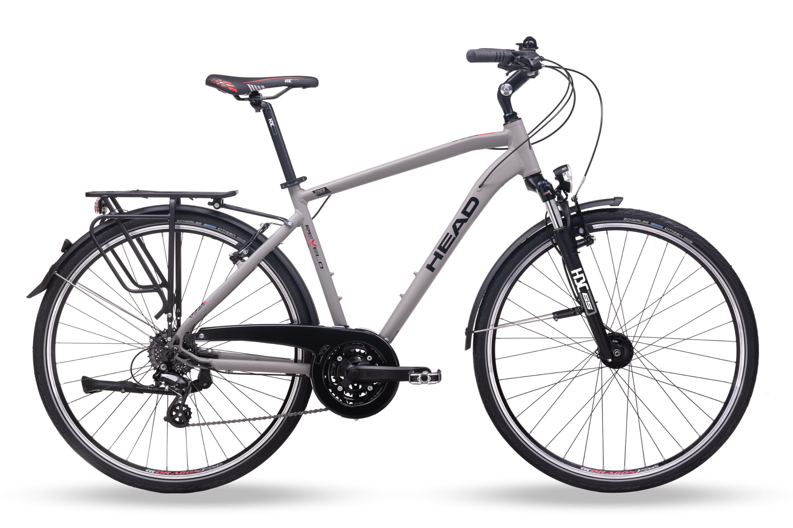 HEAD Unisex – Bicicleta de Trekking Revelo 1.0 para Adultos, Color Gris Mate y Rojo, 59
