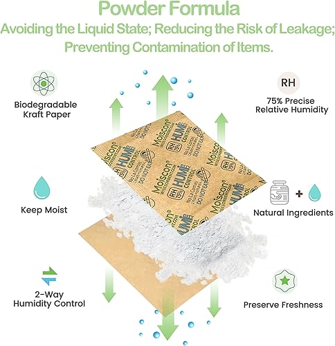 Miniatura 2 de Wisesorb Paquete de 90 paquetes de control de humedad bidireccional para almacenar hasta 5 artículos, tamaño 8 paquetes de control de humedad