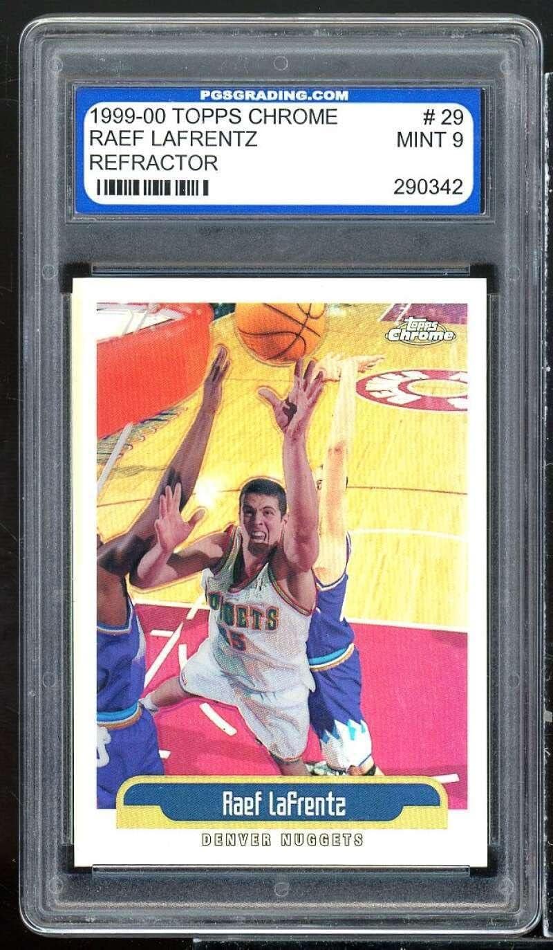 Raef Lafrentz Card 1999-00 Topps Chrome Refractor #29 PGS 9 MINT - Unsigned Basketball Cards