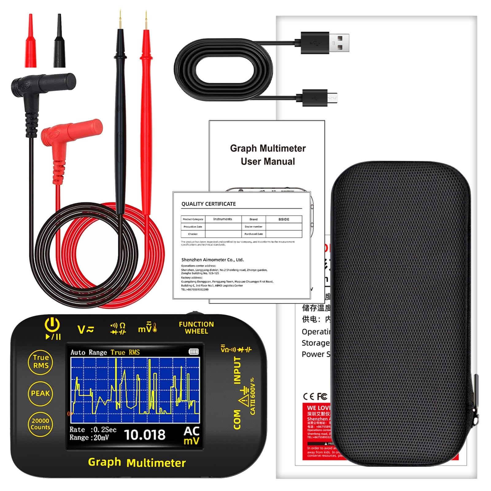 Multimetro digitale fotovoltaico, tester voltmetro True RMS da 20000 conteggi Visualizzazione chiara(S450 Upgraded)