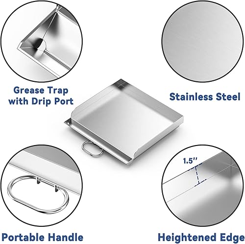 Miniatura 3 de Skyflame Plancha universal para freír de 14 x 16 pulgadas, para la mayoría de estufas de 14 pulgadas con sistema de cocción simple/doble, plancha