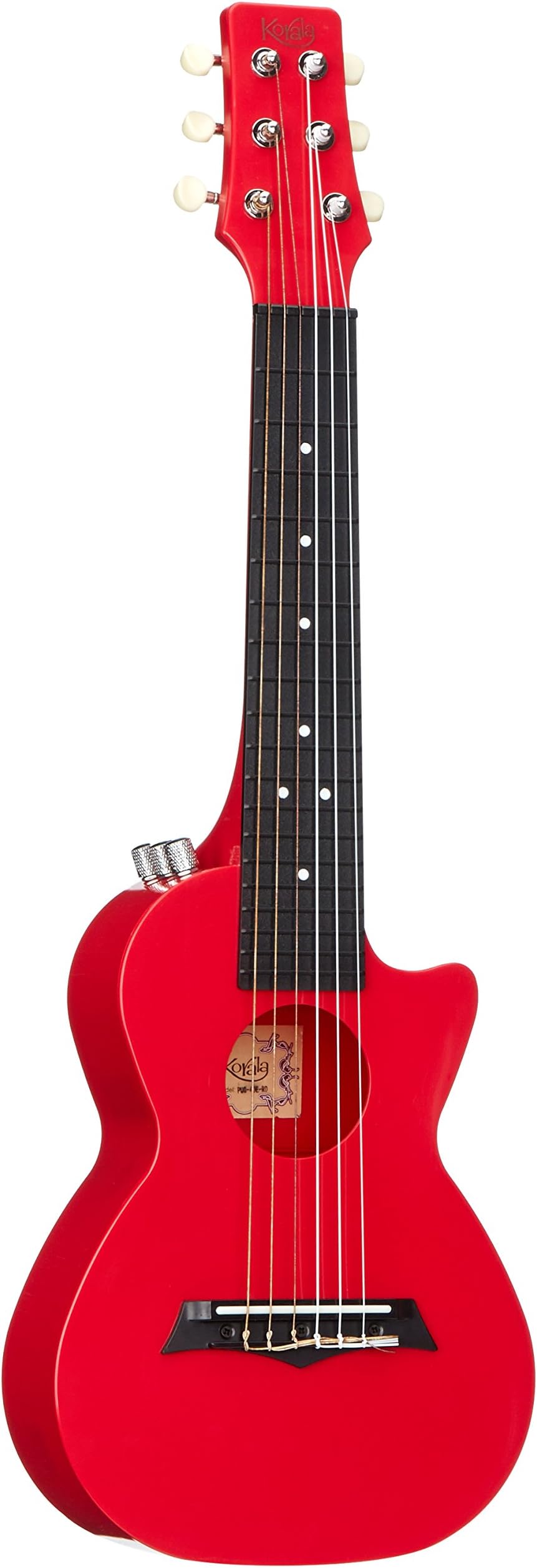 Korala PUG - 40E Rd-Polycarbonate-Guitarlele Chambered Back with Pickup Red