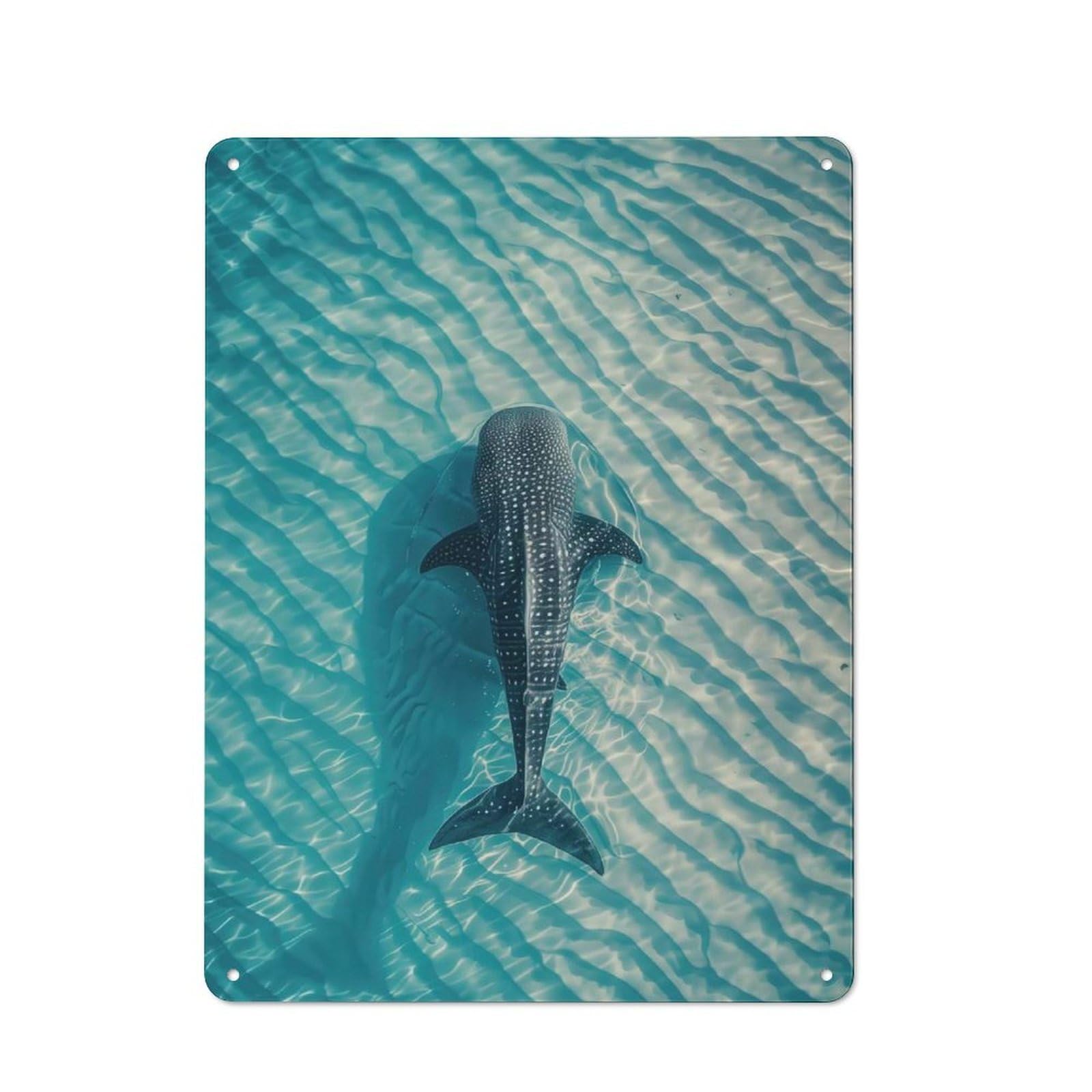 Junmoney Whale Shark In Turquoise Water Tin Wall Plaque 40X30cm With For Workshop Wall, Suited To Workshop Decor Fans, For Retro Home Interiors
