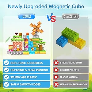200 PCS Magnetic Building Blocks, 0.8 Inches Magnet Toys for Kids, Stacking Magnetic Building Cubes, STEM Montessori Sensory Stacking Blocks for Kids Ages 3-4-5-6-7-8-9-10 Christmas Birthday Gifts