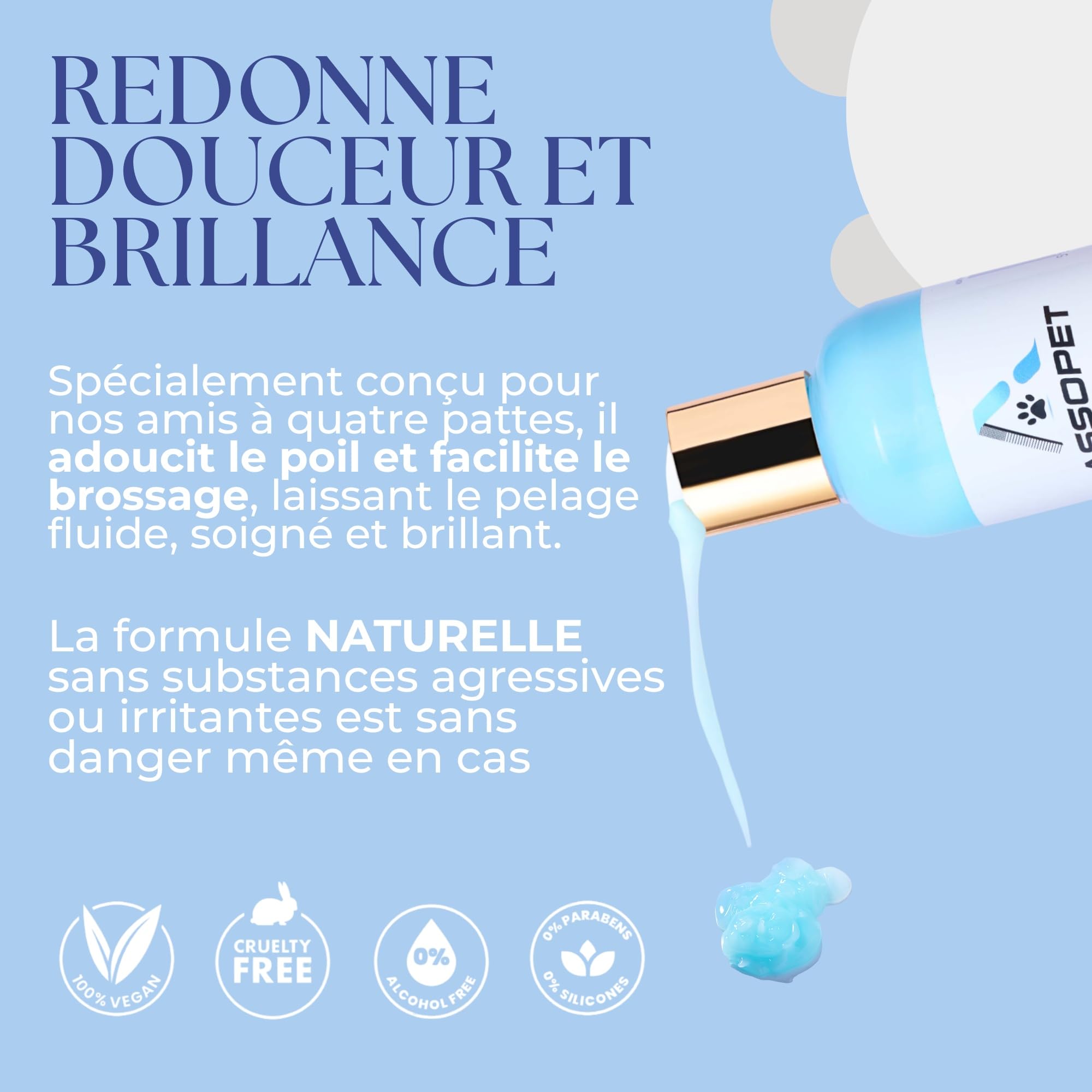Baume pour Chiens 250ml – ASSOPET – Après-Shampoing Chien Naturel à l'huile d'Argan Bio et Aloe Vera Bio – Adoucissant, Démêlant et Brillant – Sûr, Doux, Vegan, Made in Italy