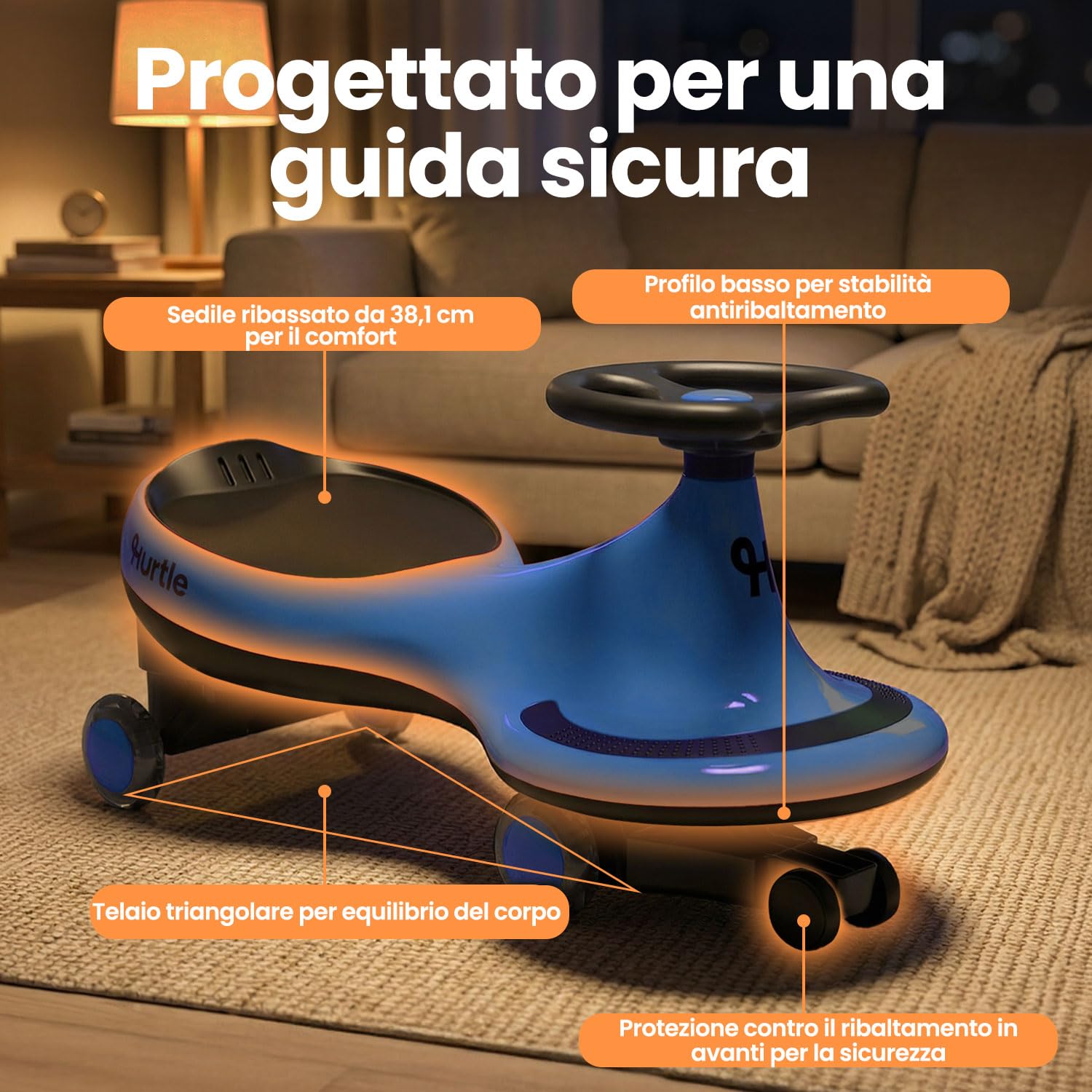 Hurtle Macchina per Bambini Cavalcabile a Movimento Oscillante, senza Pedali né Batterie, Ideale per Primi Passi per Bambini, Giochi per Bambini, Uso Interno ed Esterno, Blu