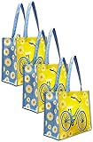 Reusable Grocery Shopping Bags with Bicycle Print (Set of 3)