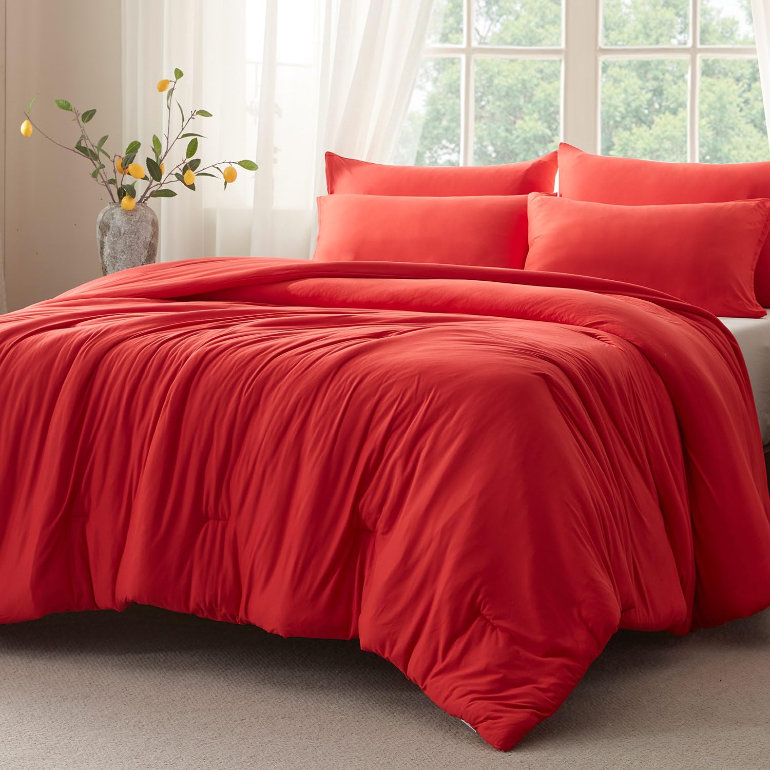 Queen Comforter Set, Ultra-Soft Jersey Knit 3 Piece Bedding Sets