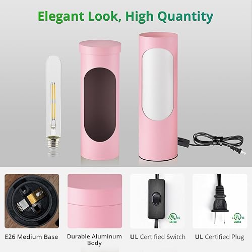 Miniatura 4 de LEDIARY Lámpara Shabbos, lámpara kosher rosa para Shabat, lámparas de mesa y luz nocturna para sala de estar, dormitorio, bombilla T10 incluida (4W